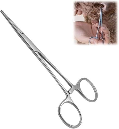 Hemostatisk tång, fisketång, piercingpincett, pincett, pincett för husdjurshår, veterinärtänger, djurhårborttagningstång, för borttagning av husdjur, 12,5 cm