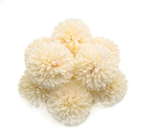 10 bolas de crisantemos artificiales de champán, flores artificiales sin tallo, bola de crisantemo artificial para el hogar, flores artificiales realistas para decoración de bodas y fiestas
