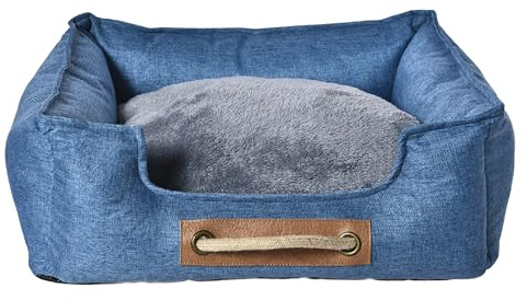 Dehner Lieblinge Kuschelbett Cyrus, Hundebett/Katzenbett mit Anti-Rutsch-Boden, ca. 57 x 52 x 18 cm, Größe M, Polyster/Polypropylen, blau