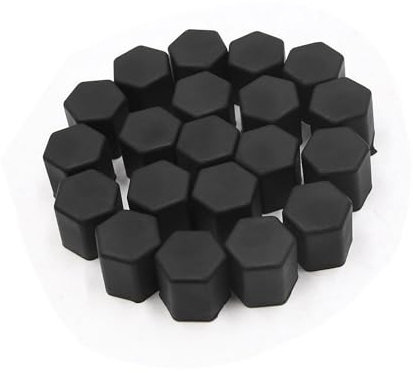 A ABSOPRO 20pcs 15mm Rubber Car Wheel Tire Tyre Nut Screw Lug Cover Caps Black Durable Material Item Replacement