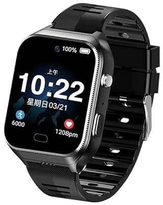 Ethelred GS17 Elderly Smart Phone Watch 4G All Netcom Video Call Anti-Lost Anti-Fall Alarm GPS Location HD Camera SOS 1G/8G Smartwatch (Black)