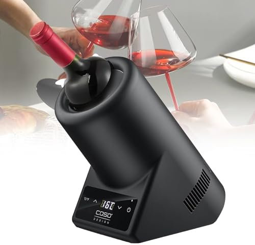 Mcamgiczin Design Weinkühler für eine Flasche, Temperaturbereich von 5-18°C, für Flaschen bis 9 mm, Touch-Bedienfeld, Edelstahlgehäuse,Black-Round