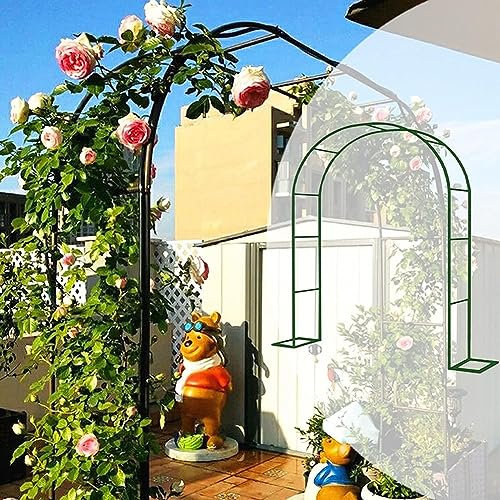 Grand treillis en acier pour plantes grimpantes - Arche décorative en métal - 180 cm x 220 cm - Idéal pour les mariages en plein air et légumes - Lierre vert inclus - Base incluse - Largeur 3,5 m x