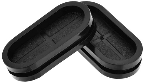 TA-VIGOR 4Pcs Oval Rubber Grommets 44 x 20mm Double Sided Hole Plugs | Black Rubber Closed Grommets, Electrical Wire Gasket for Wire Cable Protection