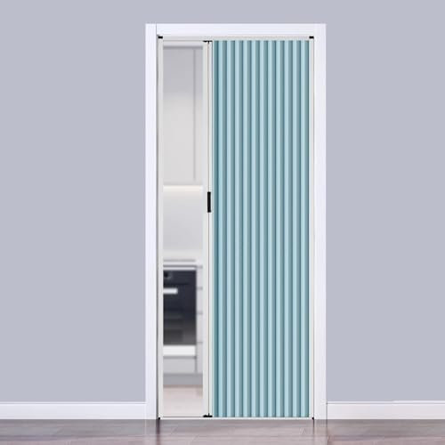 Jievmrs Falttür 32x80 Zoll Faltschiebetür für Schrank/Speisekammer, Faltbare Falttür mit Griffteilen, Ohne Bohren zu Bauende Temporäre Tür Als Raumteiler(33x80in(84x203cm))