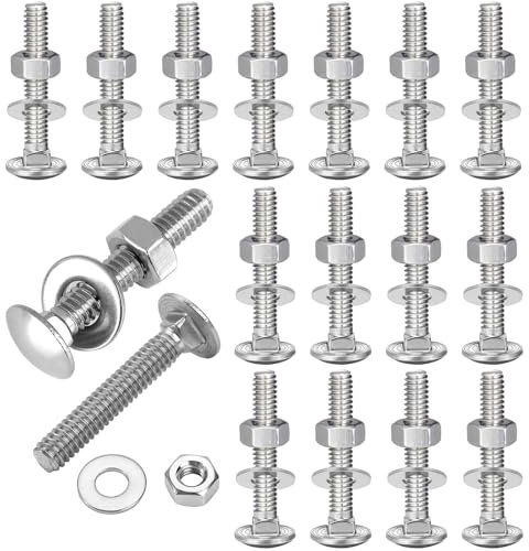 Wavanta 20 Pcs M8 Coach Bolts, M8 x 40mm 304 Stainless Stee Carriage Bolts, with Hexagon Nuts, Washer, Coach Screws, Nut and Bolt Set