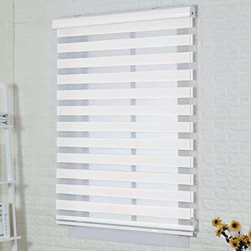 Anpassad vit dubbelrullgardin med dag- och nattdesign 60 x 140 cm mörkläggningsrullgardiner för fönster/dörr