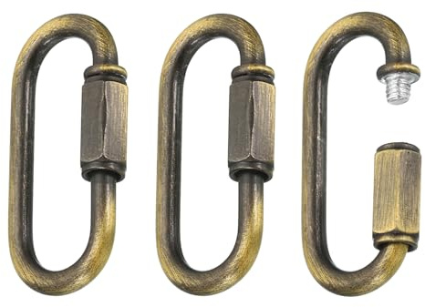 sourcing map Lot de 3 connecteurs de chaîne, 4 mm d'épaisseur, clips ovales à vis pour lustre, suspension, bronze