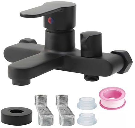 Liwankaqi Rubinetto per vasca da bagno, rubinetto per vasca da bagno, colore nero, realizzato in materiale in ottone per una lunga durata, rubinetto da bagno Controllo allentato della temperatura