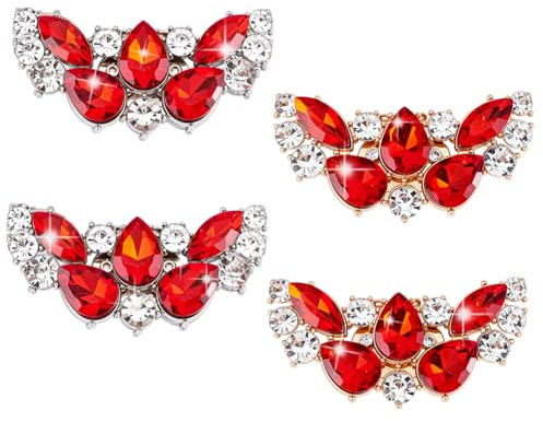 PH PandaHall 4pz Clip per Scarpe Gioiello Fermagli in Cristallo per Scarpe, Rosso Fibbie a Forma di Ali in Cristallo Decorazioni Rimovibili Scintillanti per Scarpa da Donna Feste di Nozze