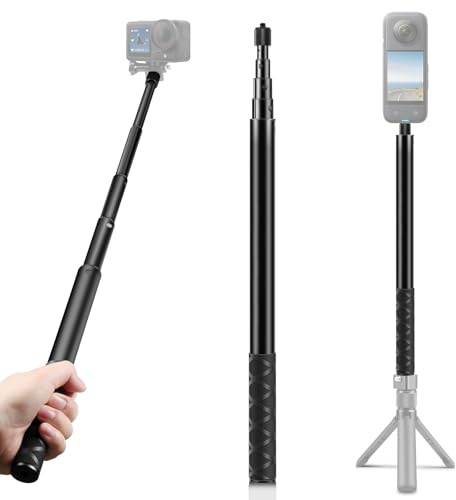 PULUZ Insta 360 Unsichtbarer Selfie Stick 150cm, Insta 360 Invisible Selfie Stick mit 1/4-Zoll-Schraube & Schraubgewinde für Insta360 One RS X2 X3 X4 X5 für DJI Osmo 360 | Unsichtbarer Selfie-Stick 150 cm für DJI Osmo 360 für Insta360 One RS / X2 X3 X4 X5