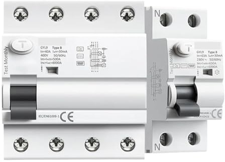 Disjoncteur différentiel magnétique type B GYL9, 2P, 4P, 40 A, 63 A, 30 mA, 100 mA, 300 mA, protection contre les fuites, 6 kA(2 Pole,40A 100mA)