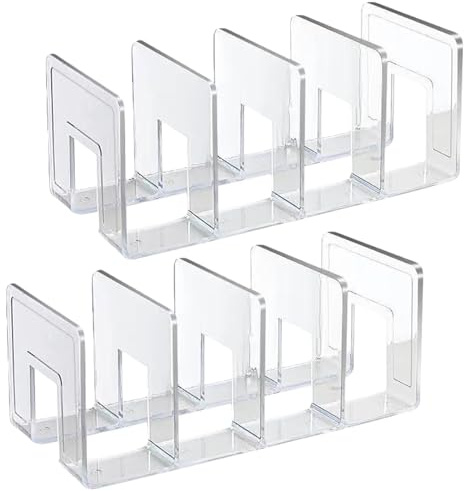 2 Stück Zeitschriftenhalter aus Acryl, 32cm Schreibtisch Aktenordner Organizer mit 4 Fächer, A4 Zeitschriftensammle, Stehsammler Archivsammle für Datei Ordner Schreibwaren Bürobedarf (Transparent)