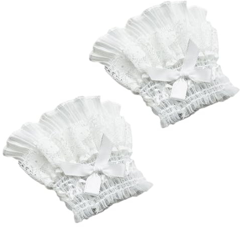 DOKRIN Women's Arm Warmers & Muffs, 1 Paar Damen-Falschärmel, abnehmbare Manschetten, Stretch-Spitzenmanschetten, geeignet für Steampunk, Hochzeit, Party, Alltagskleidung (weiß)