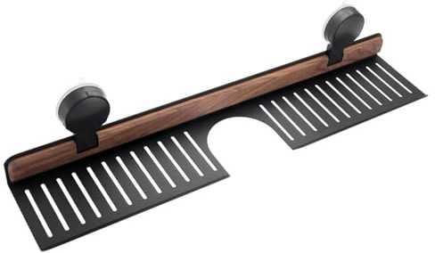 Walnuss-Regal mit Saugnapf, Wasserhahn-Organizer Für Badezimmer, Waschbeckenregal über dem Wasserhahn, Wandmontiertes Regals Ohne Bohren Waschbeckenregal Für Badezimmerarmaturen (Schwarz, 50CM)