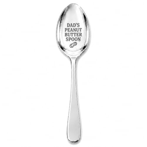 LIMaT KaROO Dad's Peanut Butter Spoon Engraved Stainless Steel Spoon, 7 Inch, Funny Novelty Gift for Dad Father Papa from Daughter Son, Peanut Butter Lover, Fathers Day Birthday Christmas Keepsake