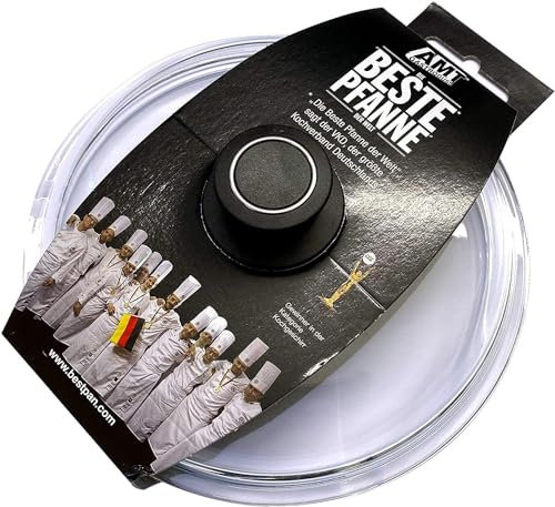 AMT Gastroguss AMT AMZN-026-Z1-L2 Round Glass Lid with Lid Knob and Original Bandole, Diameter 26 cm, Oven-Safe, Suitable Products (Frying Pans, Braising Pans, Cooking Pots etc.)