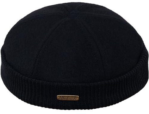 Sterkowski Navy Watch | Wolle Beanie Kappe für Herren und Frauen | Docker Cap Leon der Profi Beanie Herren Fahrrad Mütze Kapitänsmütze Herren Wintermütze Herren Wintermütze 58 cm Schwarz