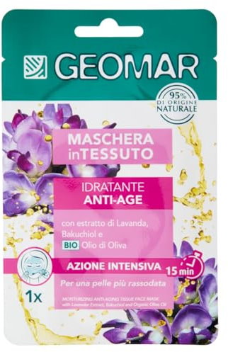 GEOMAR | Masque En Tissu, Hydratant anti-âge, 95% d’Origine Naturelle, Testé Dermatologiquement, Formule Végan, 22 ml