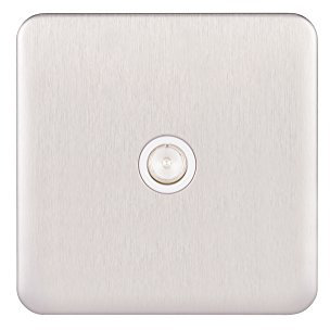 Schneider Electric Lisse - Presa singola per antenna TV/FM, 240 V, GGBL7010WSS in acciaio inox con inserto bianco