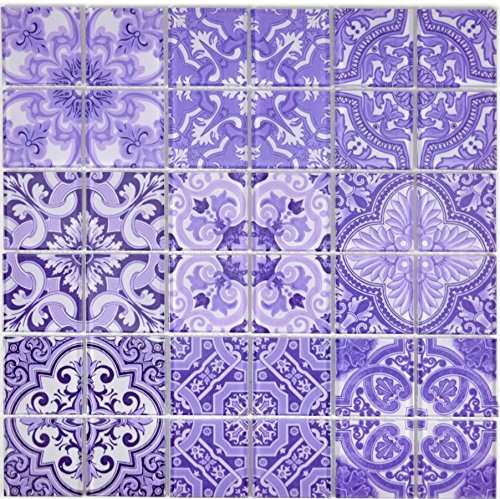 Retro Vintage Mosaik Fliese Transluzent violett Glasmosaik Crystal ITALY für WAND BAD WC DUSCHE KÜCHE, Mattengröße: 300x300 = 0,09 qm, Steingröße: 48x48x4 mm - 1 Matte