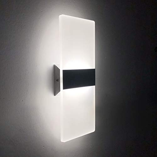 ChangM LED Lampada da Parete Interno 12W Bianco Freddo, Moderno Applique da Parete, Lampada a Muro in Acrilico Perfetto per Soggiorno Corridoio Bagno Le Scale Luce Notturna