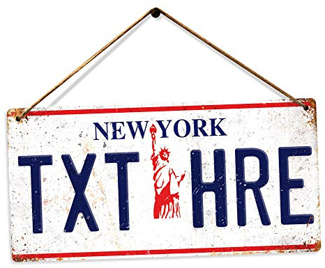 Personalised American Number Plates - Custom New York - Liberty White – Holes and Twine | Printed Metal Wall Sign Plaque Show Plate