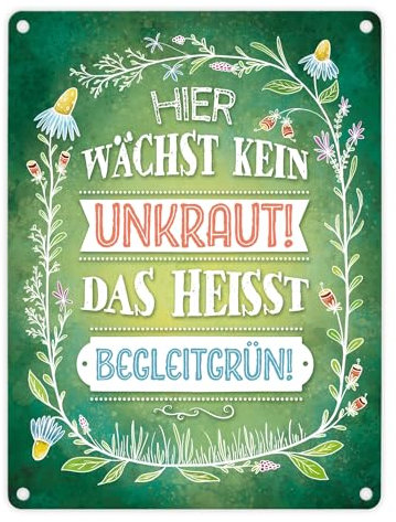 Trendaffe - Cartel de metal para jardín, diseño de flores, color verde