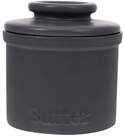 Angoily Keramik Butter Keeper Crock - Französische Butterglocke Mit Deckel, Container für Weiche Butter, Lebensmittel Lagerung, Candy Jar - Schwarz