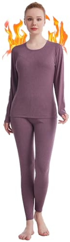 Fomolom Thermal Underwear for Women Long Johns Womens Thermal Underwear Sets Solid Ultra Soft Base Layer Gifts with Box Purple Large