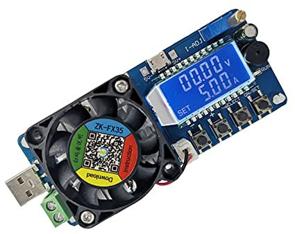 WANGCL DC Electronic Load Tester FX35 5A 35W Constant Current USB Power Detector Battery Capacity Tester Adjustable Resistor LCD Display