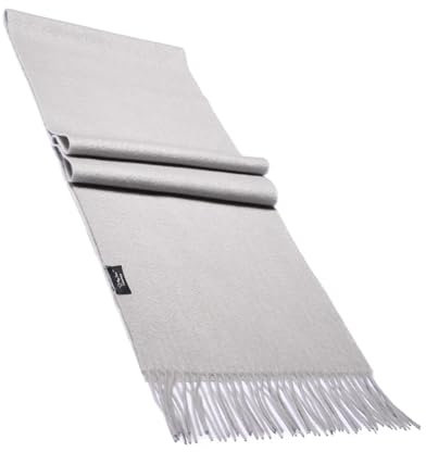 MayTree Kaschmir-Schal für Damen und Herren - Weicher Wollschal aus 100% Kaschmir, einfarbig, 180 x 30 cm - Luxuriöser Winter-Schal - Silver Blue
