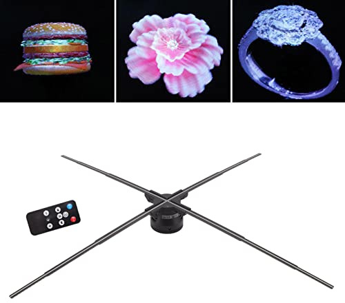 Yunseity 3D-Hologramm-Projektor-Lüfter WiFi/App, 99 cm 3D-Hologramm-Werbedisplay-Lüfter 4 Blatt Eingebaute 8-GB-TF-Karte für Weihnachten, Shop, Bar-Werbedisplay (1600 * 1184P)