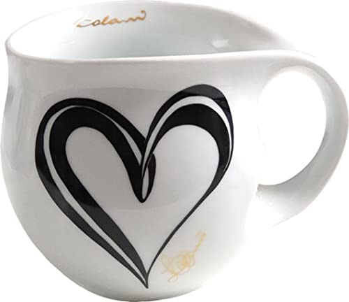 Jumbotasse Colani Tasse Kaffeebecher XXL Porzellan Herz Schwarz 600ml