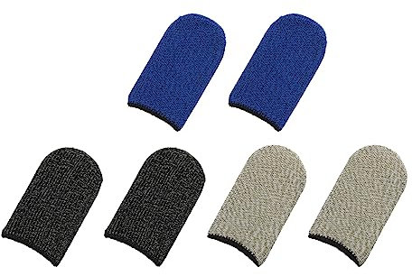 sourcing map Finger Sleeves for Gaming, Touch Screen Finger Thumb Cover Sleeve, Carbon Fiber Anti-Sweat Breathable 3 Color for Mobile Gaming Pack of 6