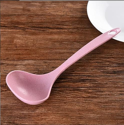 Cucharas de paja de trigo ecológicas, cuchara de sopa de paja de trigo, cuchara de sopa para cocinar, cucharas de paja de trigo, utensilios de cocina (rosa)