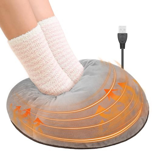 JIZZU Foot Warmer, Electric Heated Foot Warmers for Women, USB Warm Feet Heater with Ultra Soft Flannel Fleece for Winter Home and Office Use, Washable Feet Warmer for Unisex
