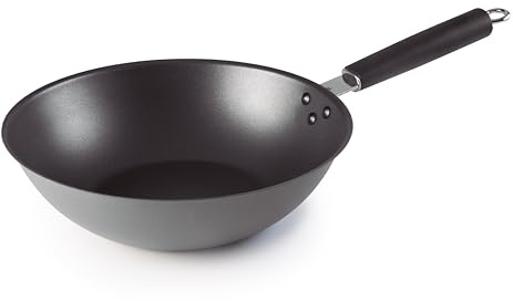 Lacor 63733 - Wok base, wok 100% in ferro naturale con Tri-C | Utensile professionale duraturo; progettato per prestazioni ottimali e una pulizia rapida in lavastoviglie