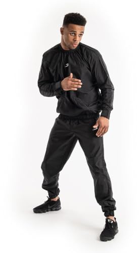 BOXRAW Hagler Sauna Suit 2.0 - Black - L - Sweat Suit for Boxing & MMA - Top & Bottoms - Professional Non Rip Weight Loss Training Gear - Multiple World Champion Tested & Waterproof Zipped Pockets