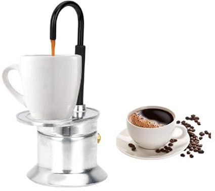 Topyond Moka Pot,Pot Moka à Tube Unique 1 Tasse, 40-50ml,Machine De Cuisinière à Bec En Alliage D'aluminium,Machine à Expresso Portable en Acier Inoxydable