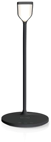 NEDIS Lámpara LED con cargador inalámbrico, interruptor de atenuación, LED/Qi, 15 W, con atenuación, blanco frío/blanco natural/blanco cálido, 2700-6500 K, color negro