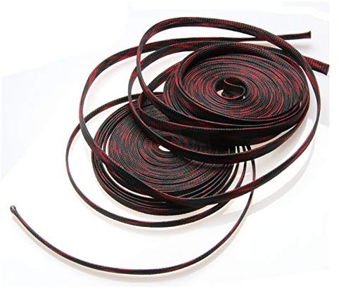 Kabelschlauch,Kabelschutzschlauch,Kabelschutz 10m Kabelgeflecht isoliert Kabelhülse Rotes und Schwarz Erweiterbarer Geflecht-Ärmeln Kabel-Drahtschutz 2/4 / 6/8/10/12/15/20 / 25mm (Color : 10M, Size