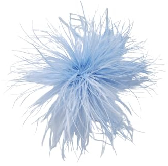 Brosche Anstecknadelr Klammer Blume Straußenfedern Strauß Feder Stoff Hell Blau