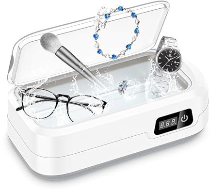 Ultrasonic Cleaner, 48000Hz Jewellery Cleaner Cleaner 640ML Clean Pod with LED Digital Display One-Touch Operation and 4 Time Modes