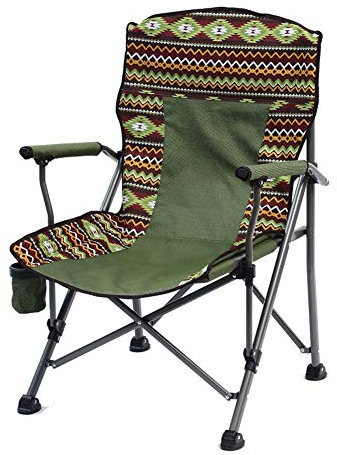 HZHXIFUFA Klappbarer Campingstuhl für Erwachsene, tragbare Klappstühle, Outdoor-Campingstühle, Strandstuhl, exotisches Muster, Getränkehalter, Tragetasche, Camping, Wandern, Strand, Angeln, Garten