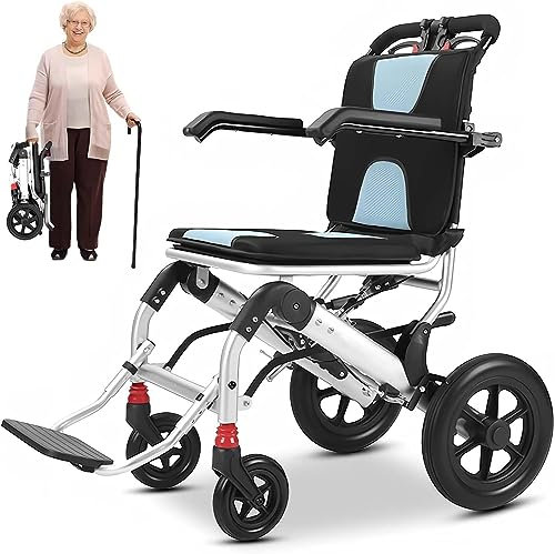 150 kg Belastbarer Ultraleicht Rollstuhl, Leicht Faltbarer Transportrollstuhl für Wohnung und Unterwegs - Reiserollstuhl compact und stabil