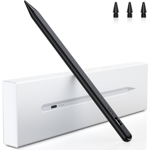 Variglas Stift für iPad 2018-2026-2x Schnellladung, Palm Rejection-Schwarz | Neigung Sensitivity -Stylus für Apple Pencil mit iPad 11/10/9/8/7/6/A16, Pro M5/3/4/5/6/M4, Air M4/3/4/5/M2/M3, Mini 5/6