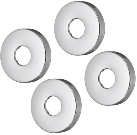 sourcing map 4 placas redondas de acero inoxidable con brida de brazo de ducha de 60 mm de diámetro exterior para decoración de grifo de tubería de agua de 21 mm de diámetro, tono plateado