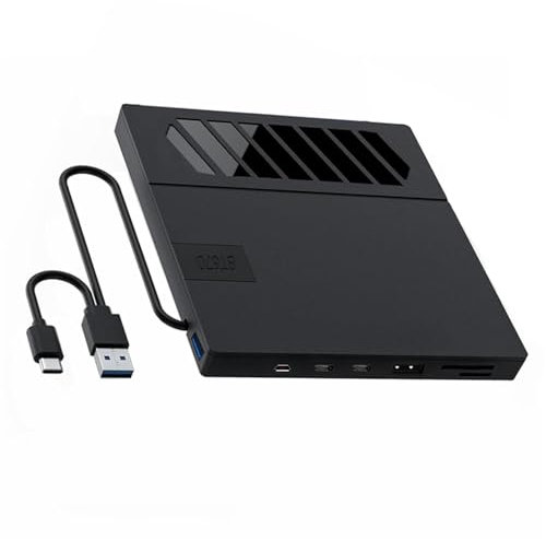Glanhbnol Unidades de disco externas con USB 3.0 USB C y lector de tarjetas para transferencia de datos de alta velocidad para computadora portátil de escritorio