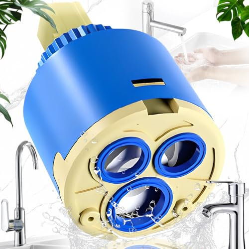 SoundZero Kartusche Wasserhahn, Kartusche 35 mm für Blanco, Ersatzkartusche Keramik, Armaturen Ersatzteile Kartusche, Universal Keramik Hochdruck Kartusche 35 mm, für Wasserhahn Bad (Blau)